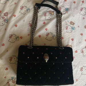 Kurt Geiger London Kensington black velvet bag with rainbow gemstones